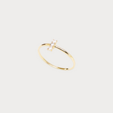 14K Gold Three White Stones Ring BlackSugar- Best Online Jewelry Shop Located West Los Angeles